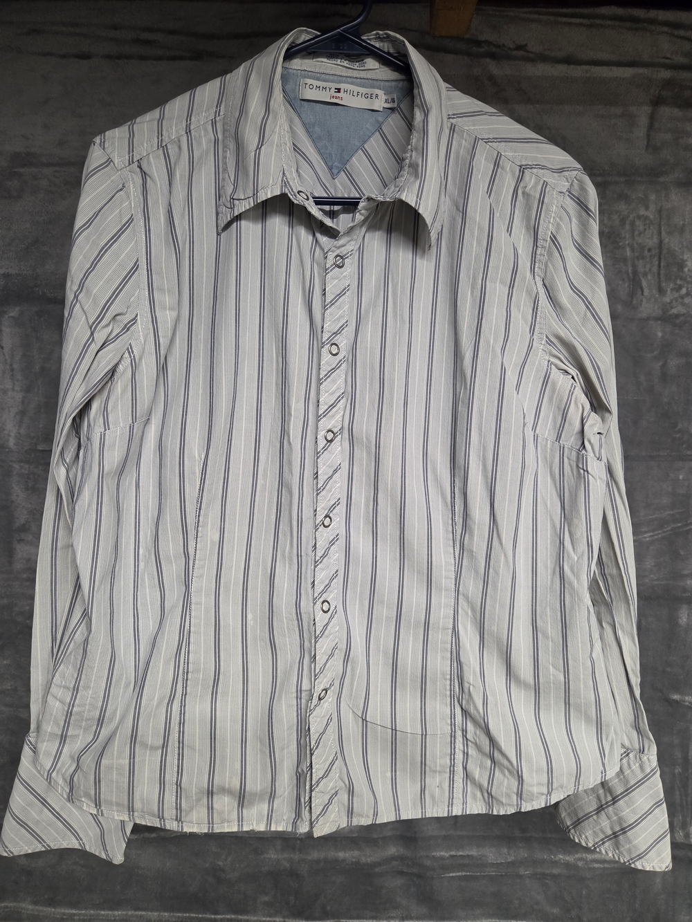 Tommy Hilfiger Women’s White & Blue Striped Button-Up Shirt